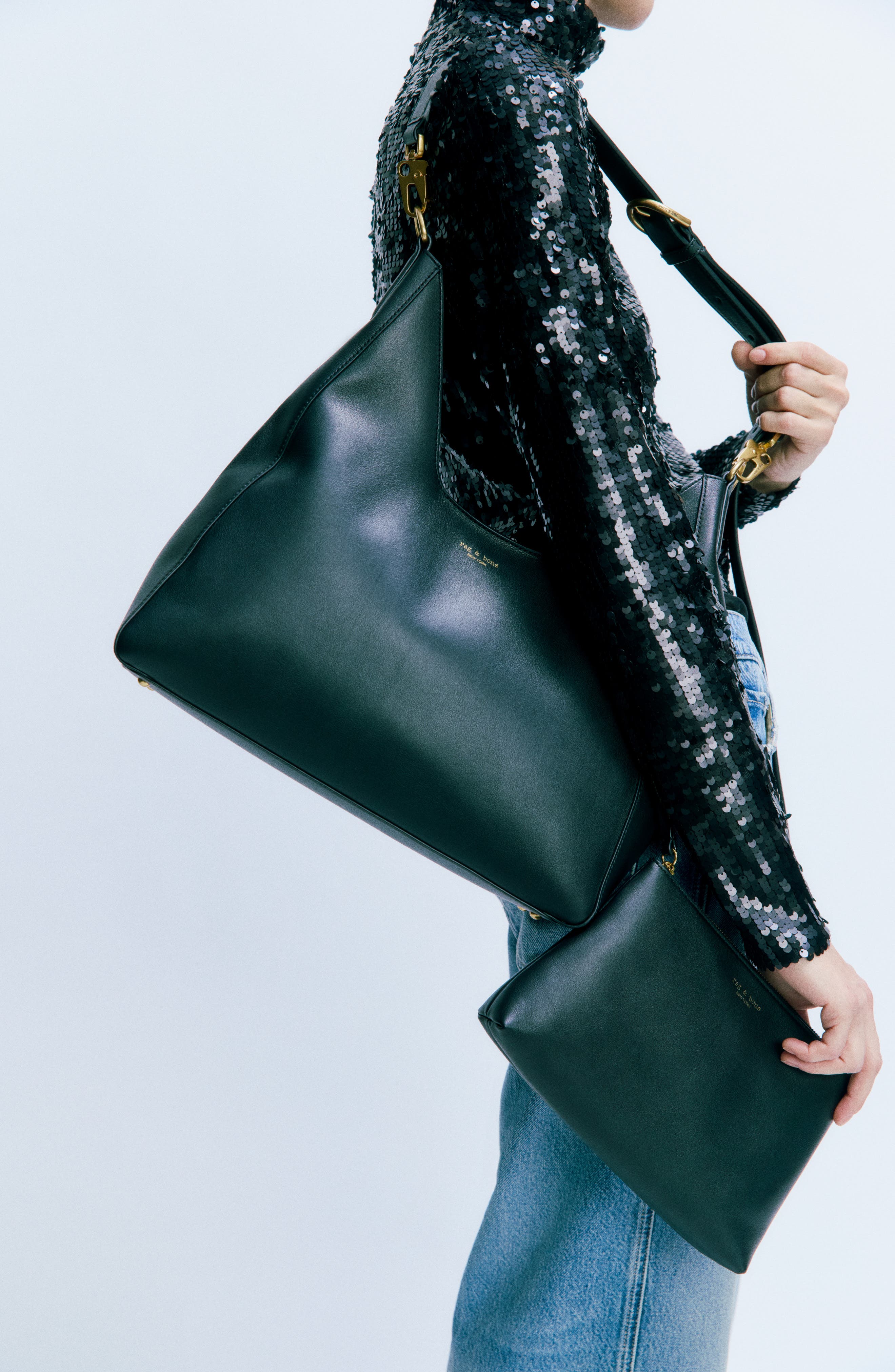 rag & bone Parker Leather Hobo Bag, Alternate, color, 