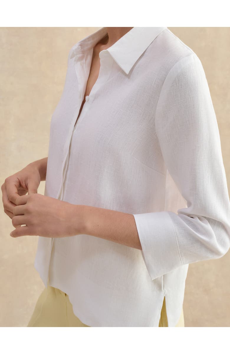 HOBBS LONDON Nita 3/4 Sleeve Button Up Linen Shirt, Alternate, color, White