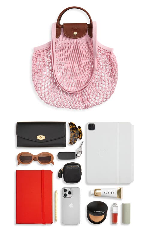 Longchamp Filet Cotton Net Shoulder Tote Bag In Pink