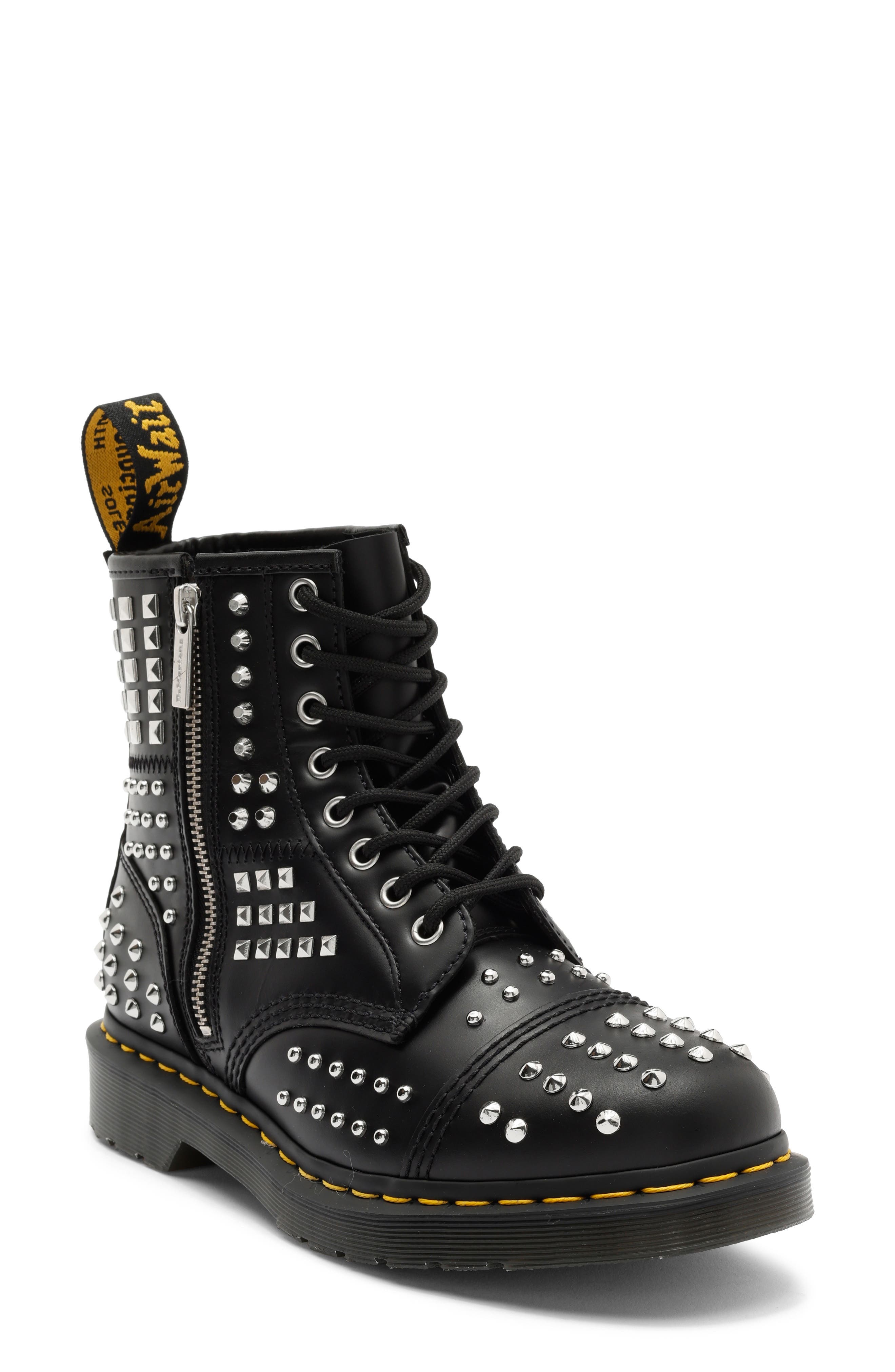 Dr. Martens 1460 Black Atlas Studded Boot, Main, color, Black