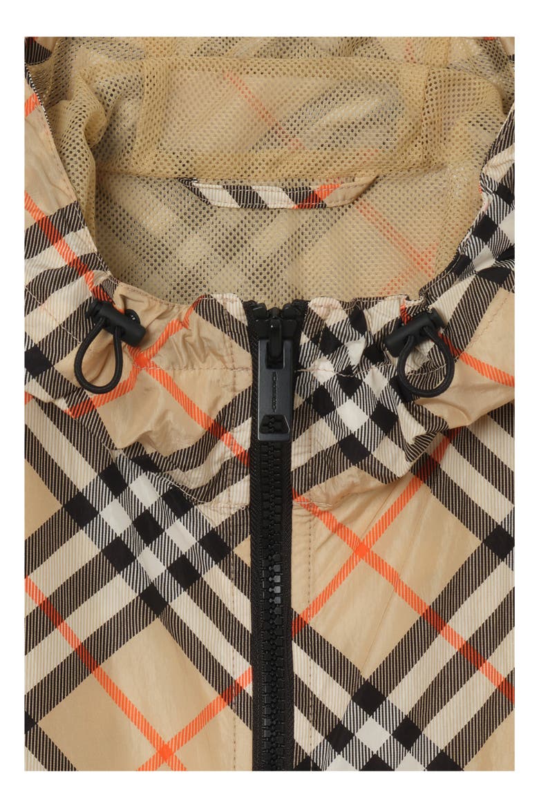 Check Nylon Hooded Jacket, Alternate, color, Sand beige