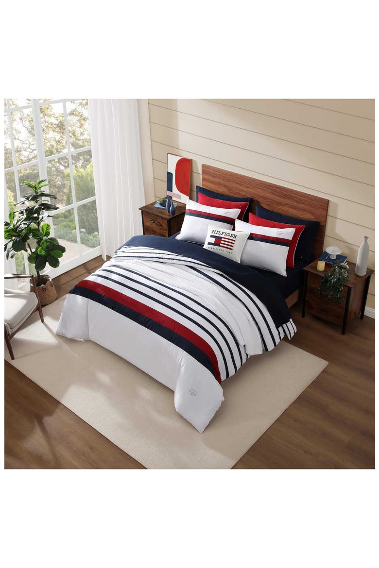 Classic Stripe Comforter & Shams Set, Alternate, color, WHITE/ RED/ NAVY