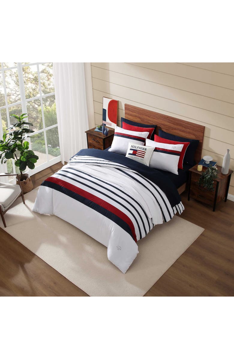 Tommy Hilfiger Classic Stripe Comforter & Shams Set, Alternate, color, White/ Red/ Navy