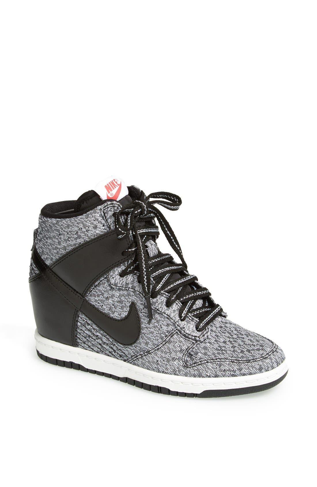 'Dunk Sky Hi' Wedge Sneaker, Main, color, BLACK/ GREY/ LEGION RED