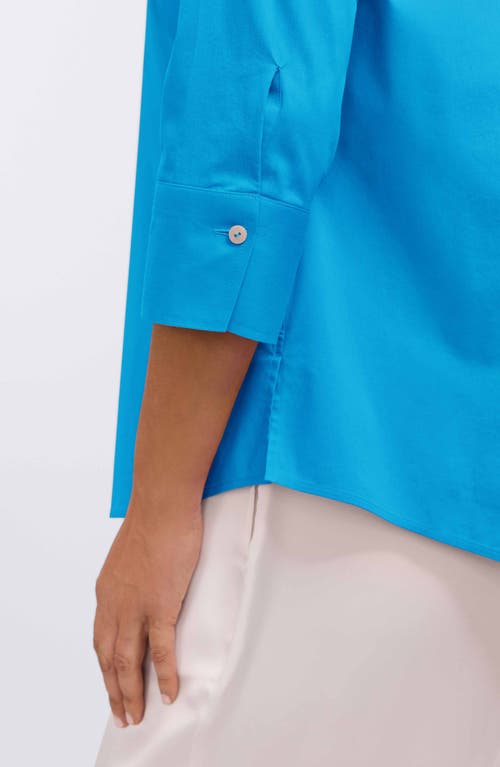 Foxcroft Mary Non-iron Stretch Cotton Button-up Shirt In Blue