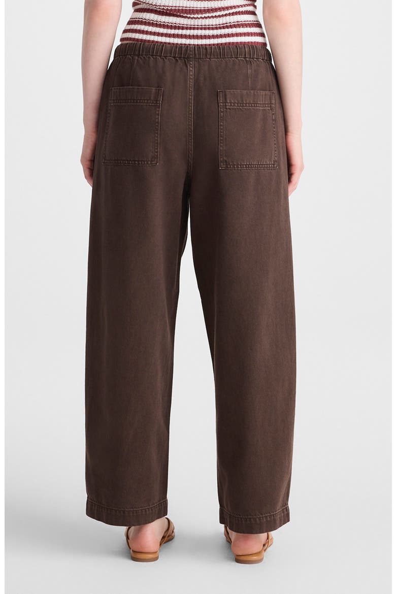 Pull-On Barrel Leg Airy Denim Utility Pants, Alternate, color, DARK BROWN