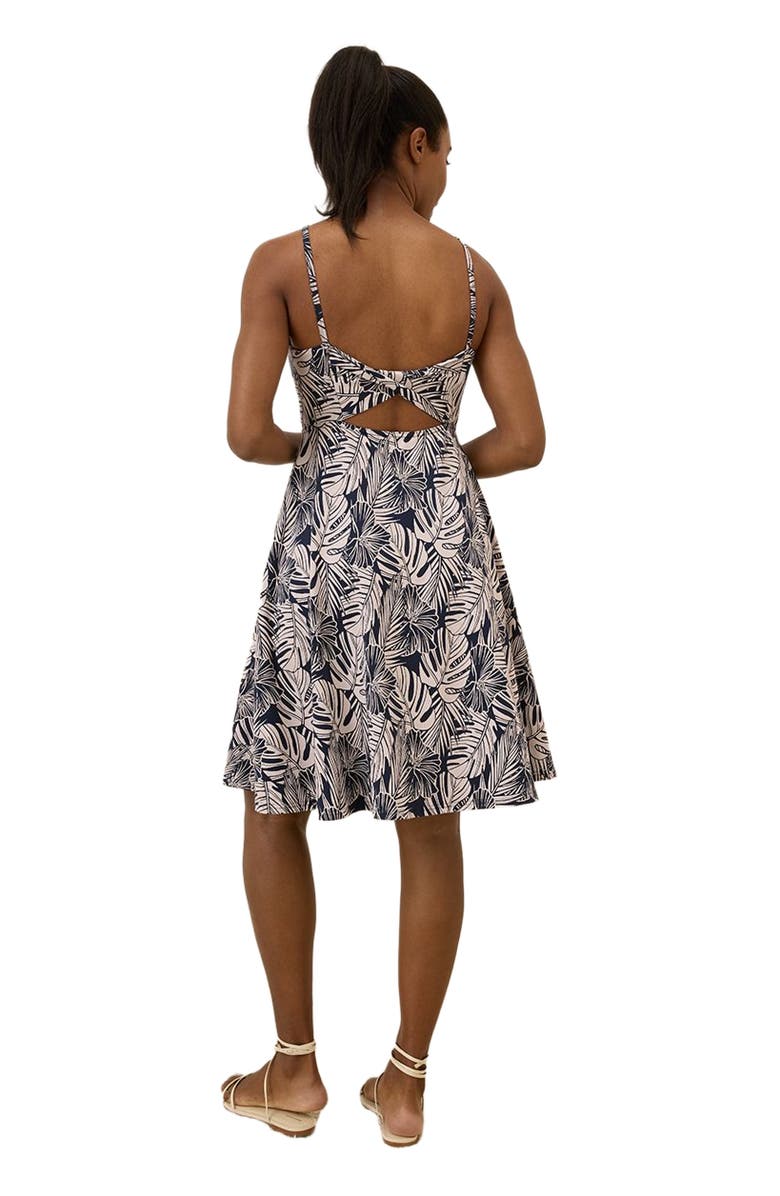 Pact Organic Cotton Fit & Flare Twist Back Dress, Alternate, color, Midnight Blue Palms