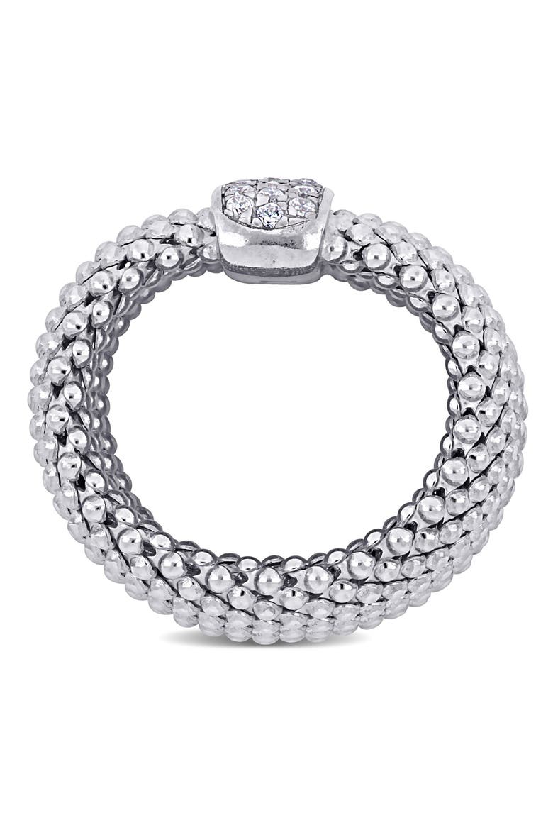 Cubic Zirconia Popcorn Design Flexible Ring, Alternate, color, Sterling Silver