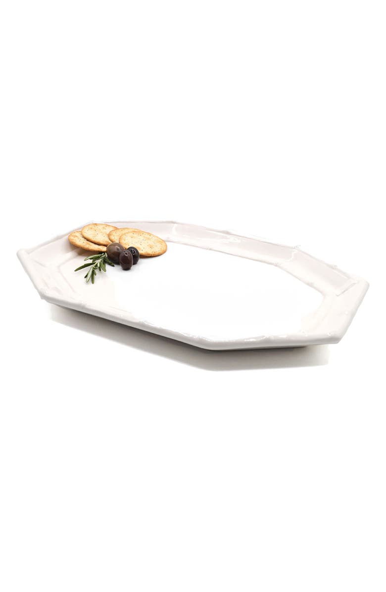 8 OAK LANE Ceramic Platter, Alternate, color, White