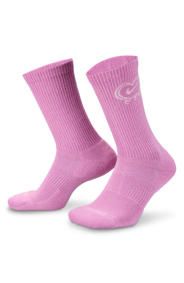 Nike Cushioned Crew Socks, Alternate, color, Light Magenta/ Sail