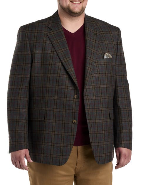Wool-Blend Plaid Sport Coat