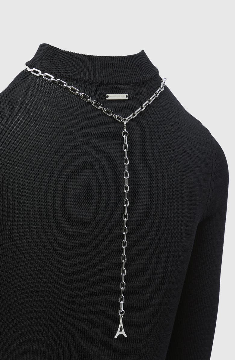 Manière De Voir Contour Knit Bodysuit with Chain, Alternate, color, Black