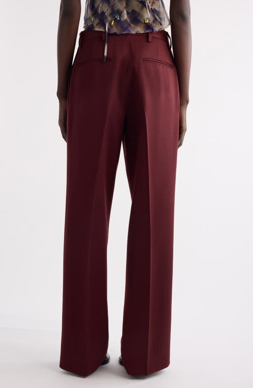 Dries Van Noten Pleated In Shiny Wool Trousers Bordeaux In Multi
