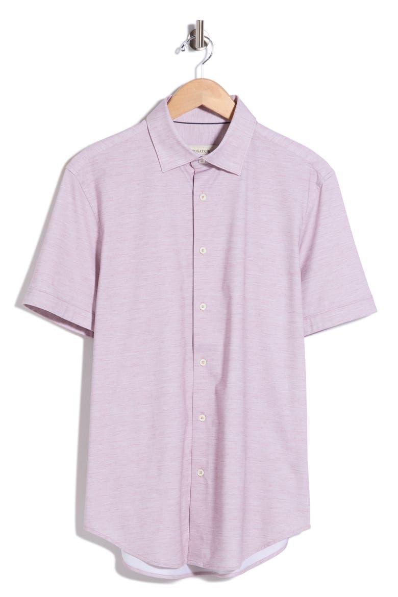 Miles OoohCotton® Space Dye Short Sleeve Button-Up Shirt, Alternate, color, WOOD ROSE