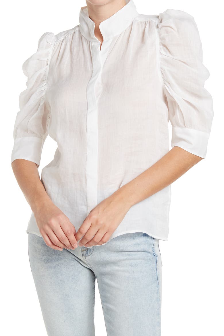 Gillian Button Down Top, Main, color, BLANC