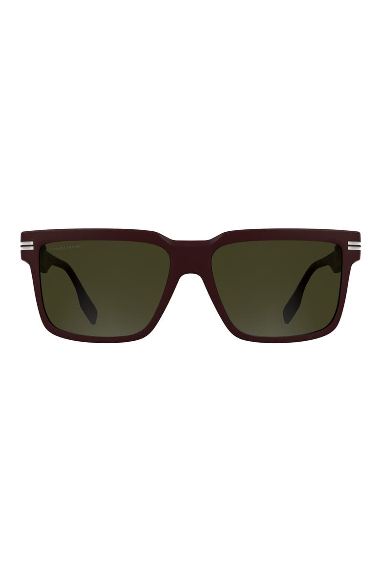 59mm Modified Rectangular Sunglasses, Main, color, MATTE BURGUNDY