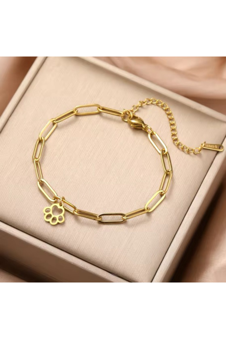 LoyalPrint Delicate Paw Print Link Bracelet, Alternate, color, Gold