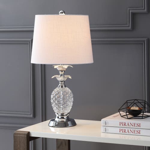 Jonathan Y Jane 24" Glass Led Table Lamp, Clear/chrome In Clear/chrome
