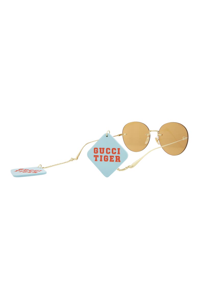 60mm Round Novelty Sunglasses, Alternate, color, GOLD GOLD ORANGE