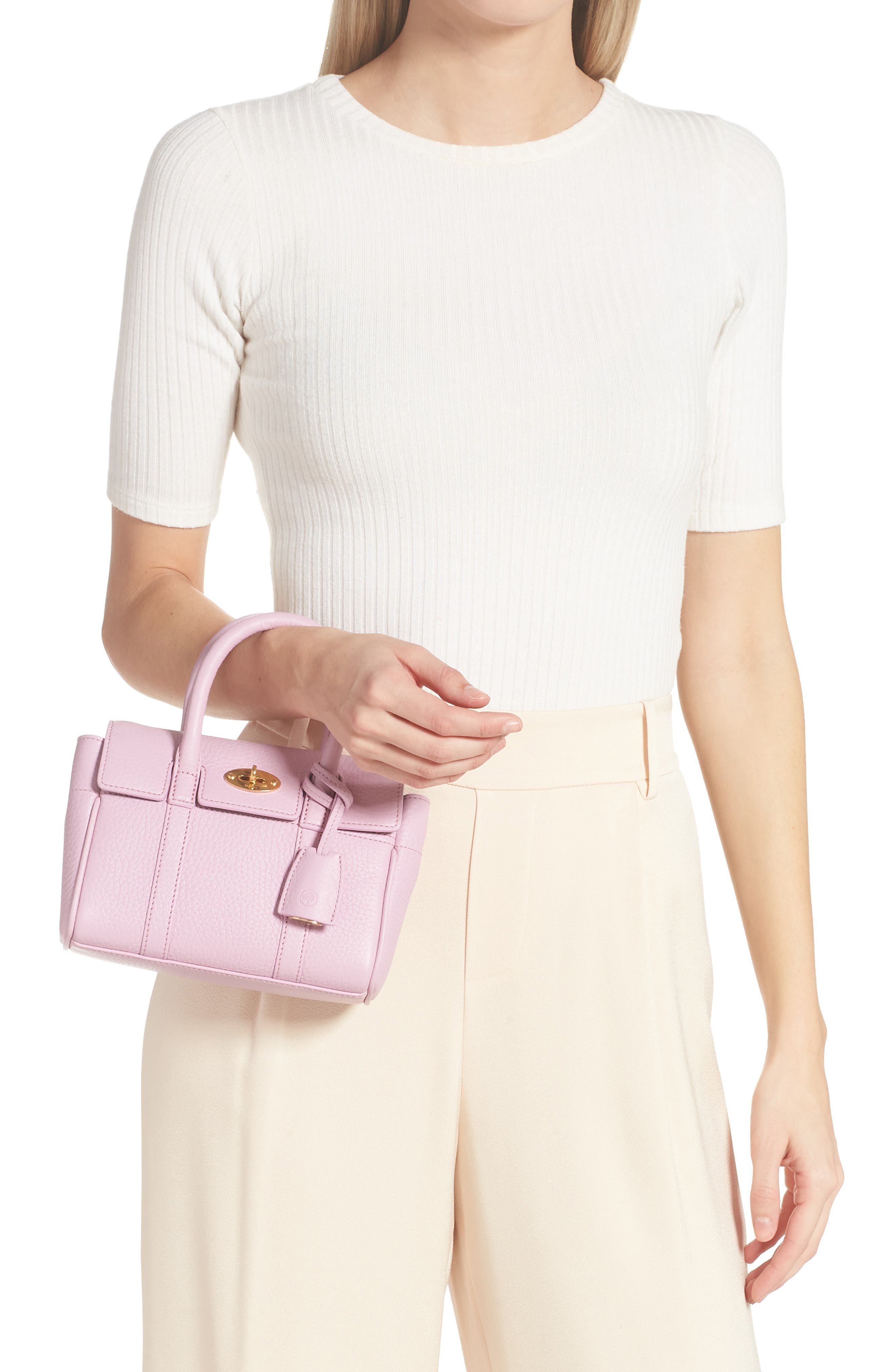 Mulberry Mini Bayswater Leather Tote, Alternate, color, 