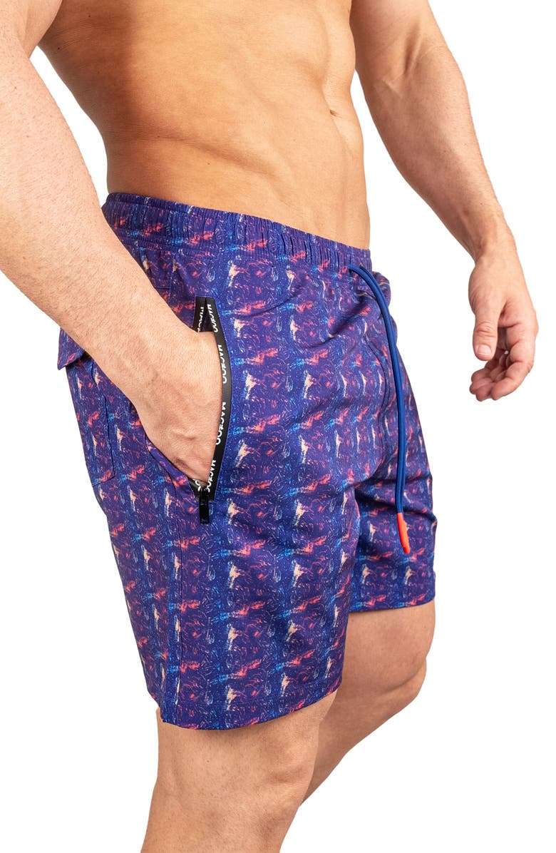 Maceoo Swim Lion Retro Swim Trunks, Alternate, color, Blue