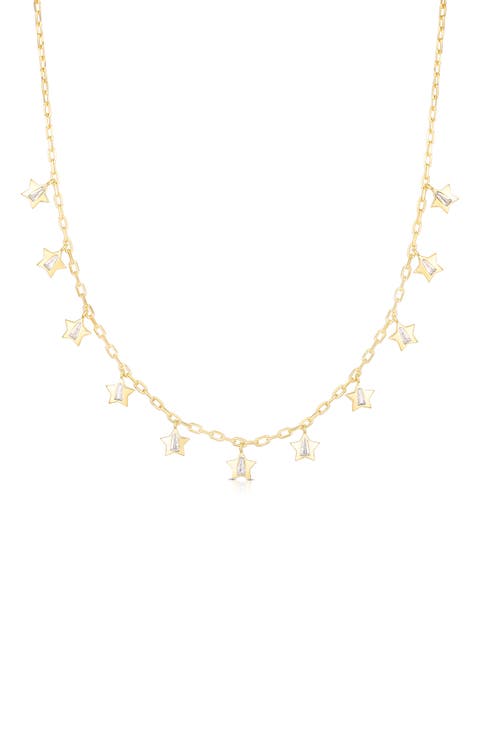 14k Gold Plate Star Cubic Zirconia Pendant Necklace