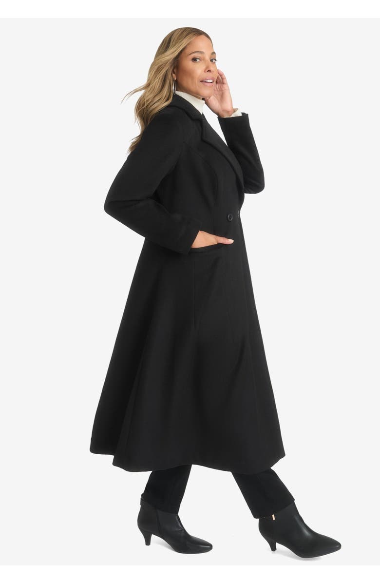 Jessica London Trapeze Wool-Blend Coat, Alternate, color, Black