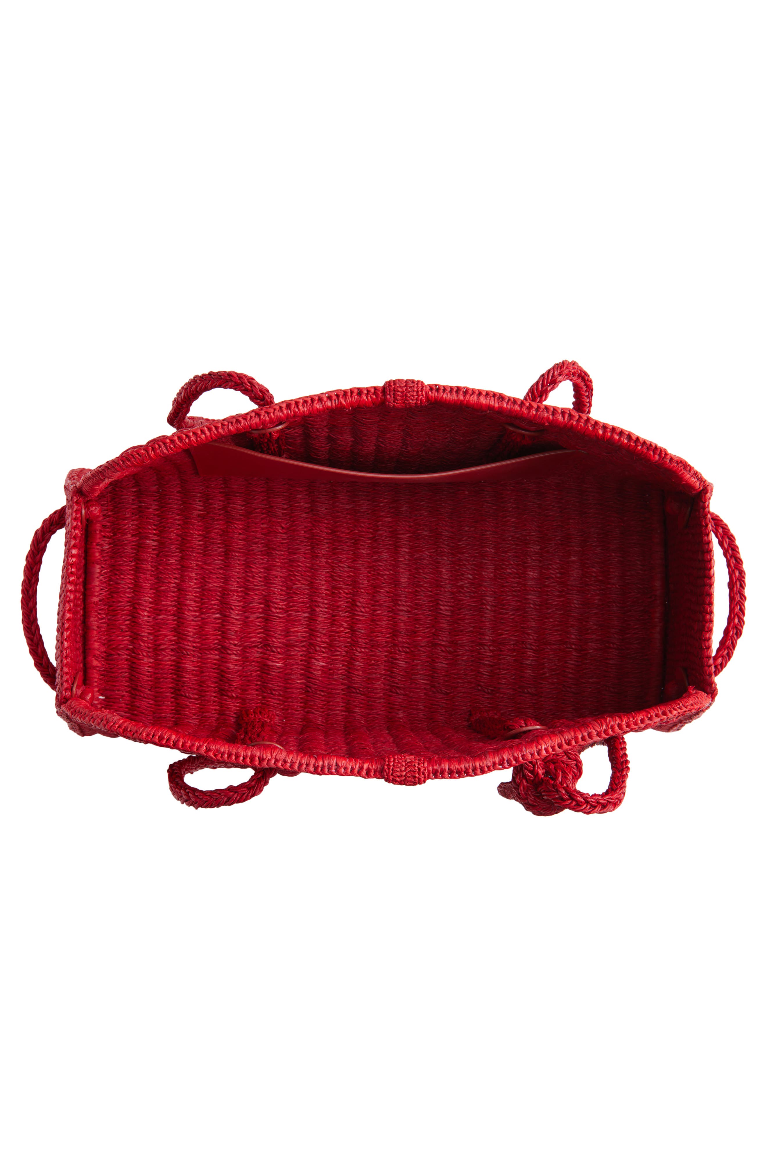 Jacquemus Le Turismo Raffia Bowling Bag, Alternate, color, Red 470