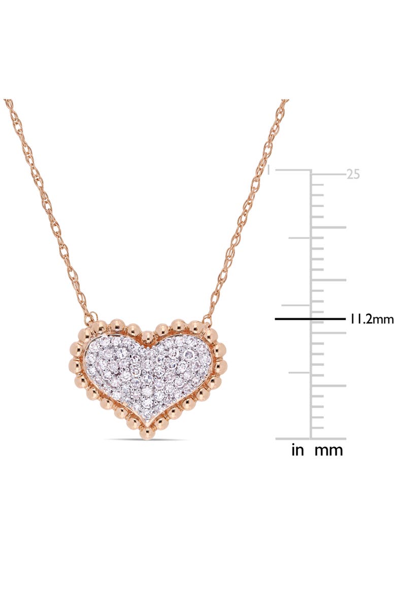 Diamond Clustered Heart Necklace 10k Rose Gold, Alternate, color, Rose Gold