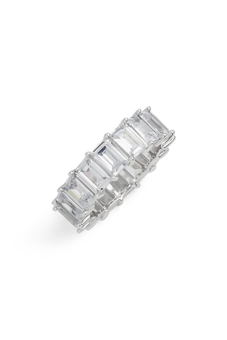Adina’s Jewels Baguette Eternity Band Ring, Main, color, SILVER