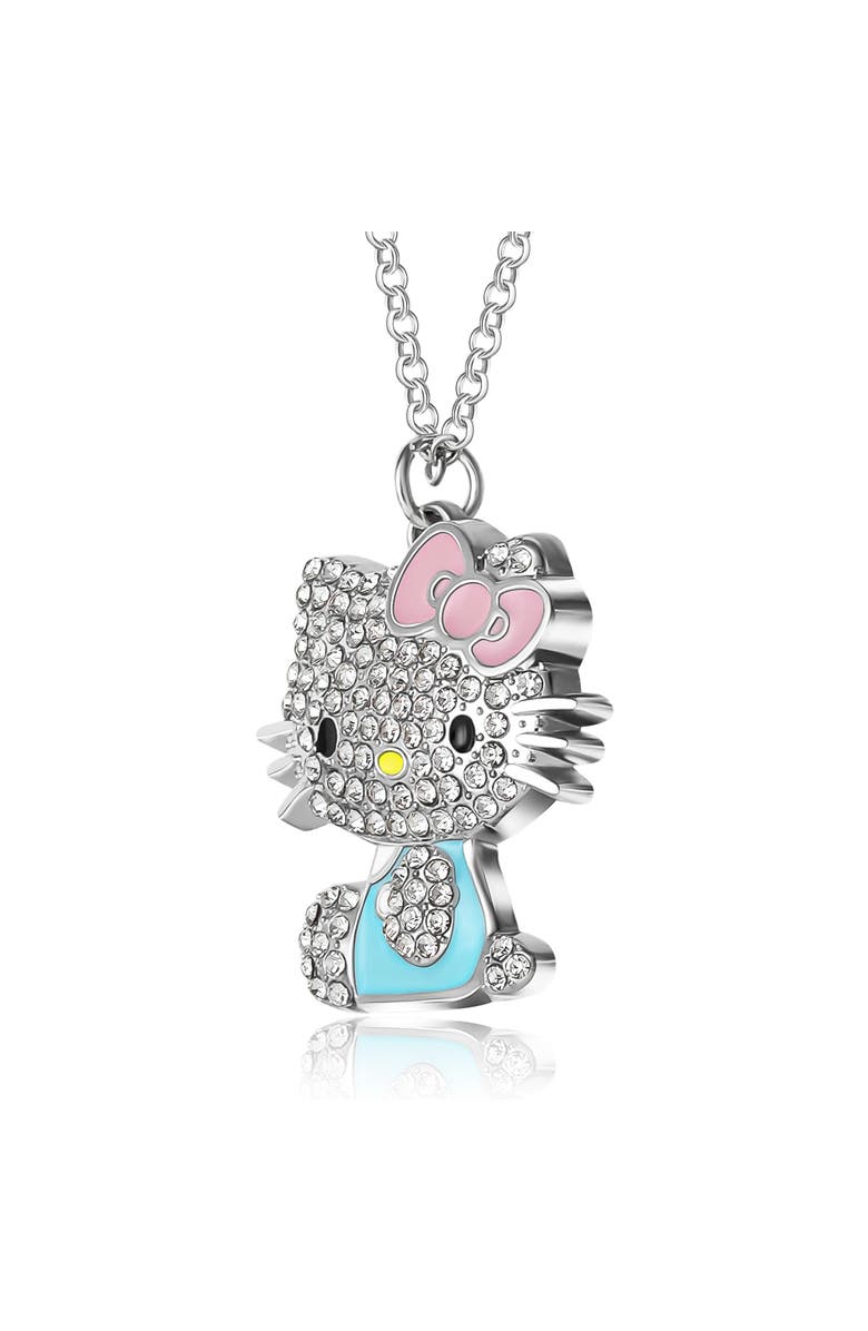 Hello Kitty Pave Crystal Pendant Necklace, 16"+3", Alternate, color, Crystal
