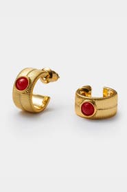 Katie Loxton 'January' Waterproof Gold Birthstone Hoop Earrings