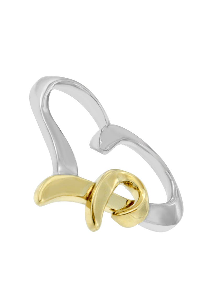 .925 Sterling Silver and 14K Yellow Gold Two-Tone Heart Shaped Pendant Necklace, Alternate, color, Yellow