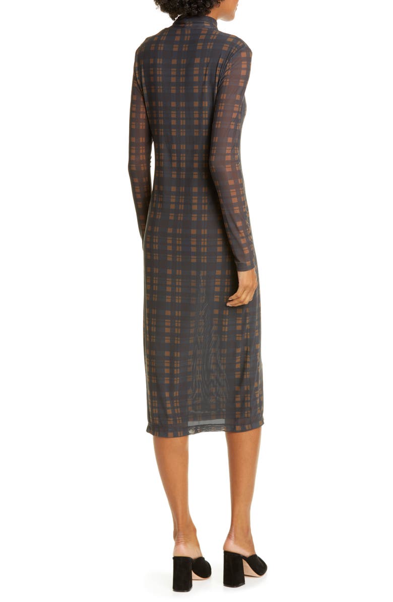 STAUD Priscilla Plaid Long Sleeve Midi Dress, Alternate, color, 