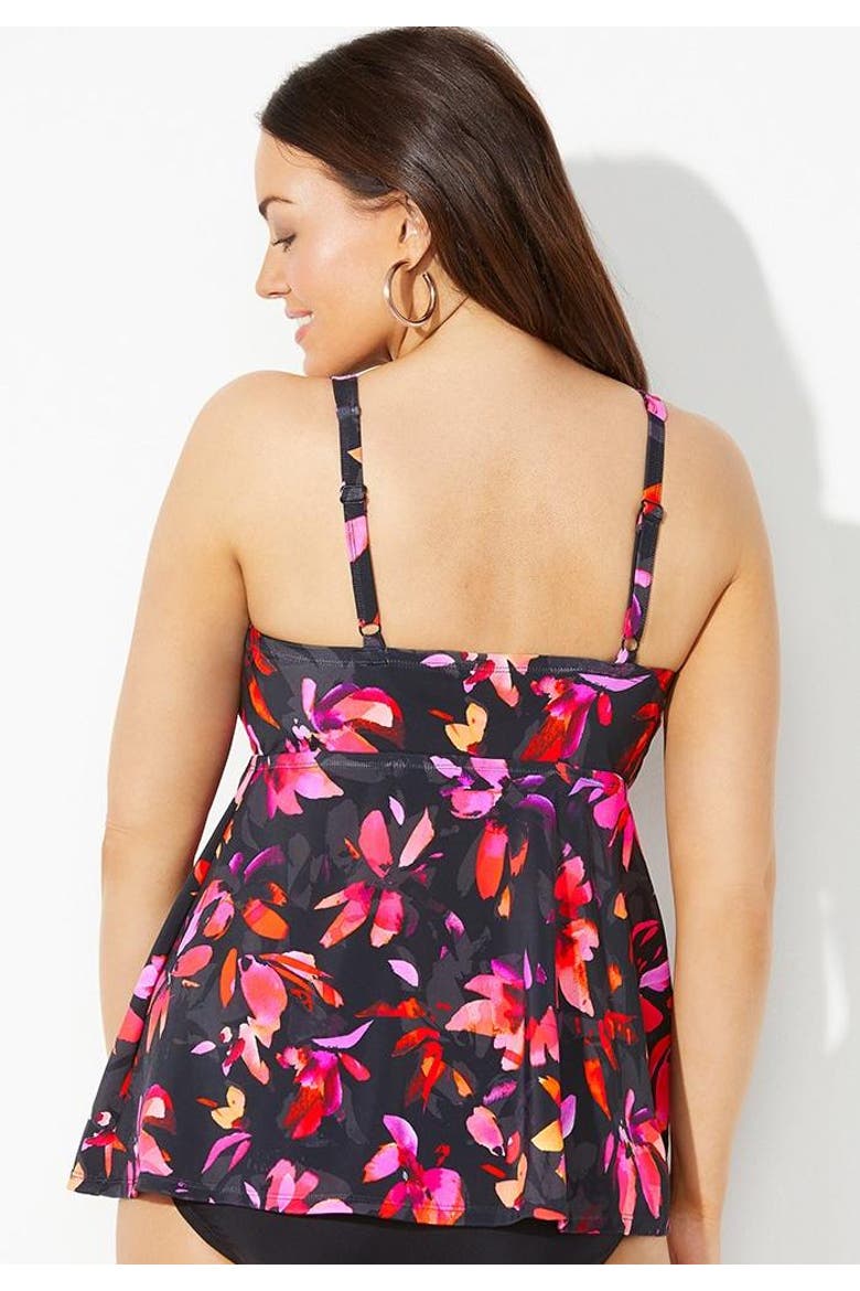 Bra Sized Sweetheart Underwire Tankini Top, Alternate, color, Orange Flowers