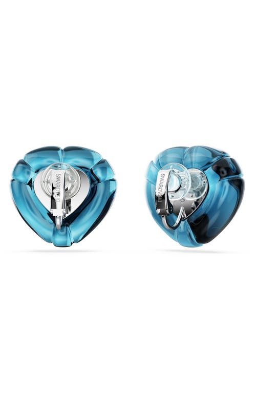 Swarovski Dulcis Heart Cut Clip Earrings In Blue