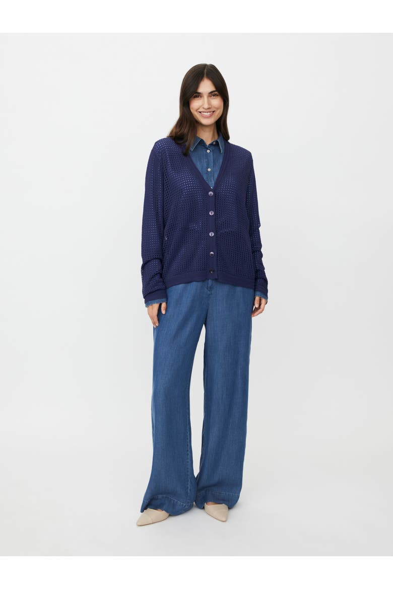 MaLarkena Open Knit Cardigan, Alternate, color, Navy Blazer