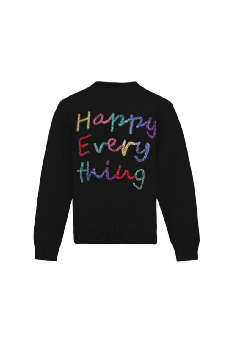 Happy Everything Tinsel Sweater, Main, color, Black