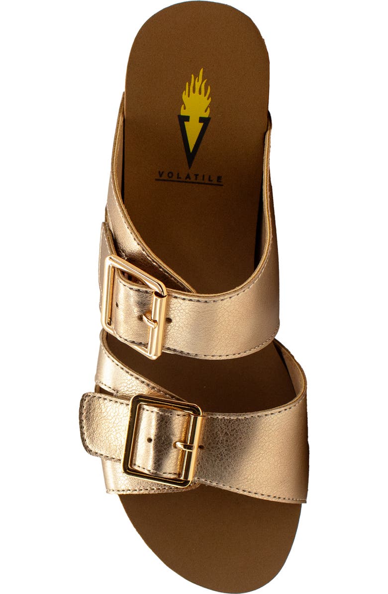 Volatile Gertrude Platform Wedge Slide Sandal, Alternate, color, Gold