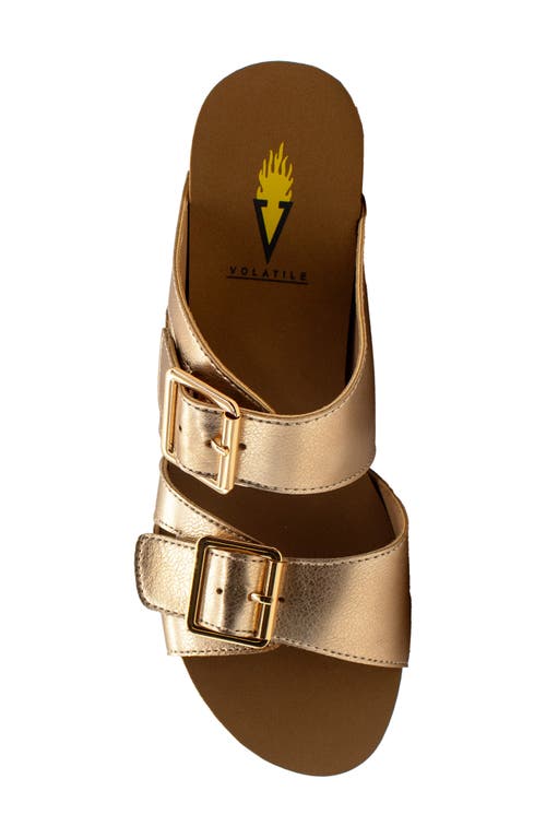 Volatile Gertrude Platform Wedge Slide Sandal In Gold