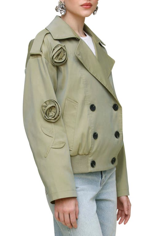 Avec Les Filles Rosette Bomber Trench Jacket In Artichoke