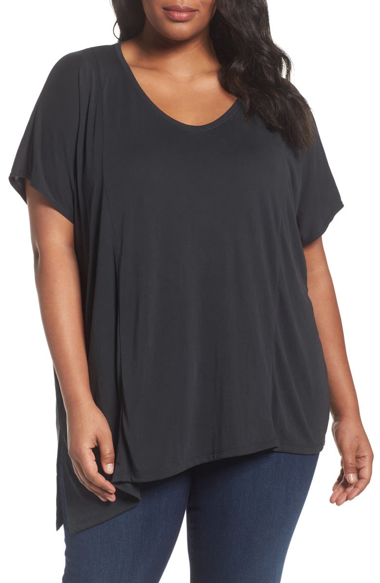 Sejour Asymmetrical V-Neck Tee, Main, color,