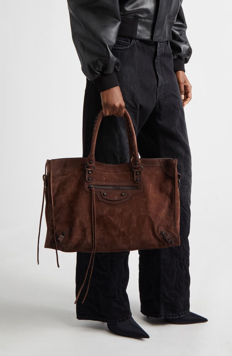 Balenciaga Large Le City Suede Satchel, Alternate, color,