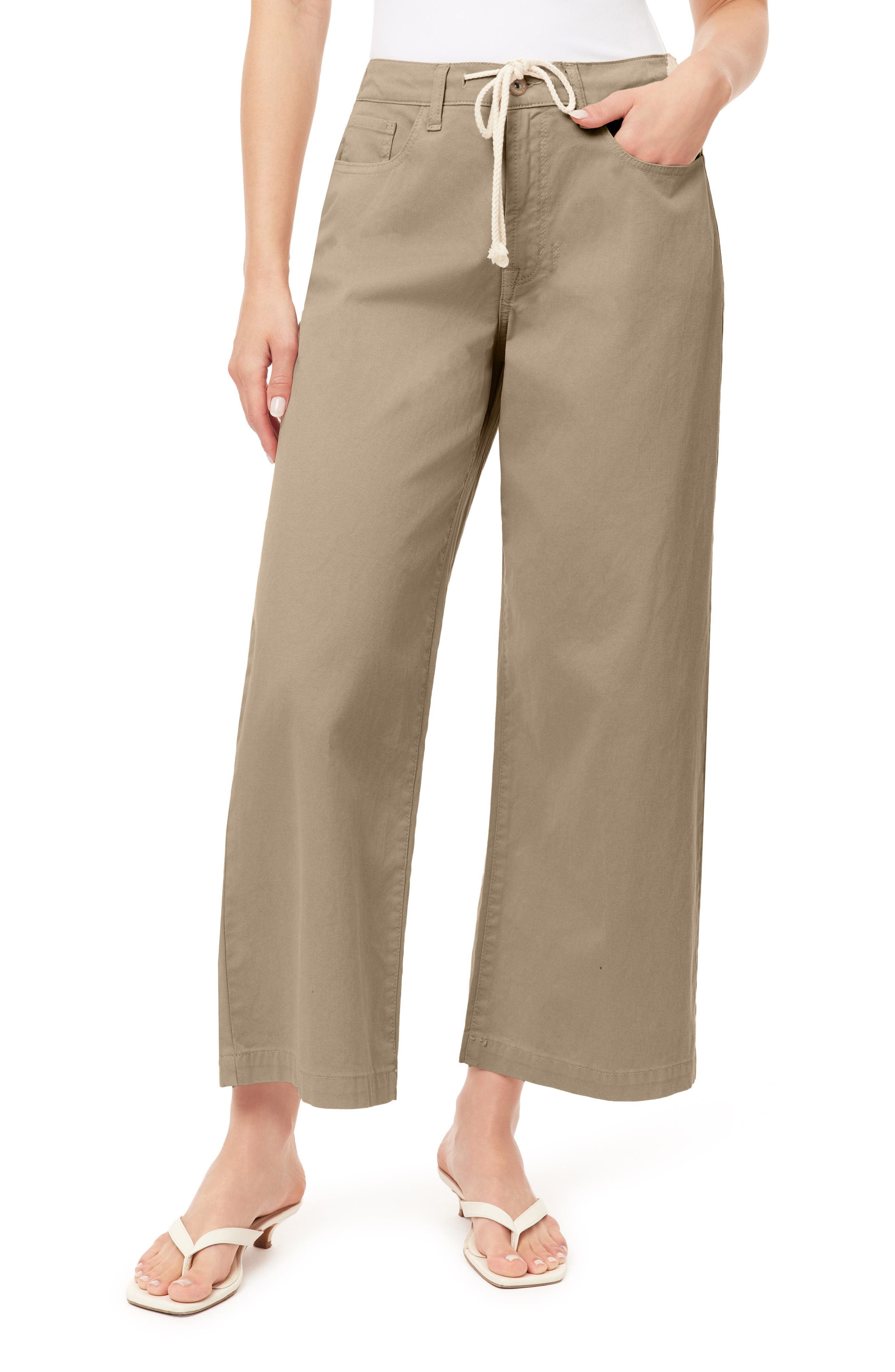 Kensie Kaya Drawstring Wide Leg Denim Pants