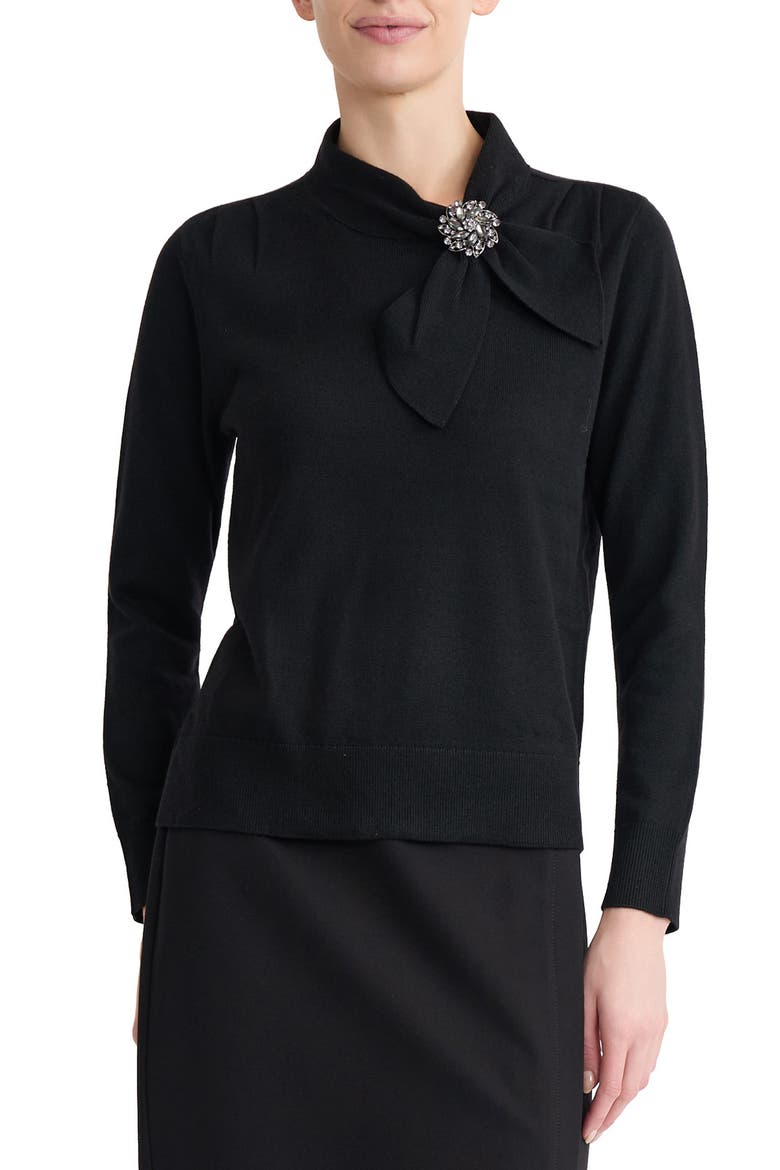 Pin Tie Sweater, Main, color, BLACK