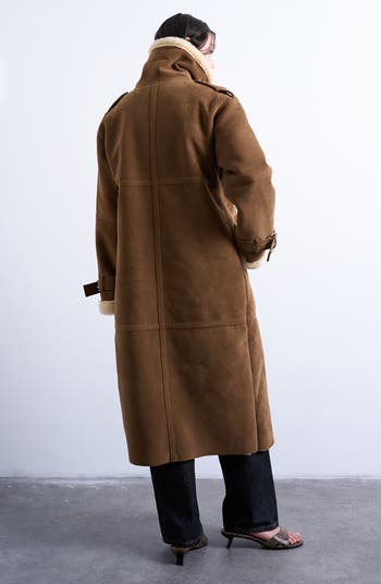 Longline Aviator Faux Shearling Coat