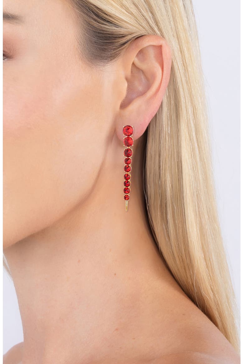 Harper Cubic Zirconia Drop Earrings, Alternate, color, RED