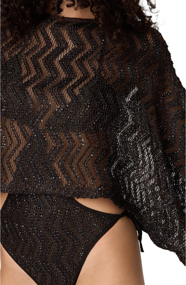 Missoni Zigzag Mesh Top With Sequins And Wide Sleeves, Alternate, color, 