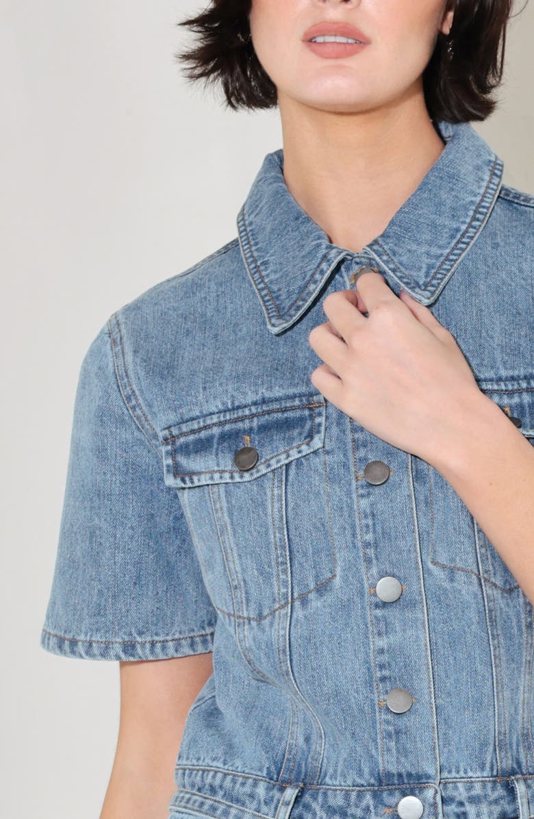 FREEMARKET Washed Denim Romper, Alternate, color, Indigo