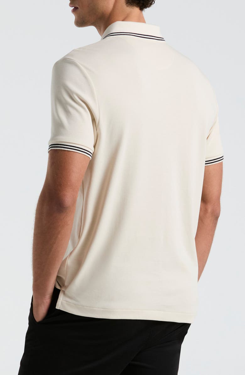 Original Penguin Slim Fit Tipped Logo Embroidered Organic Cotton Interlock Polo, Alternate, color, Birch